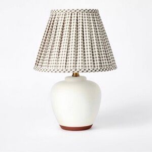 Studio McGee Ceramic Table Lamp with Gingham Pleated Shade - Threshold